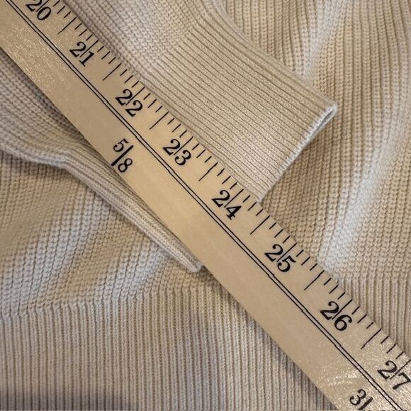 ZARA Men's Rib Knit Raglan Sweater Cream Crew Neck Size Medium - Picture 8 of 9